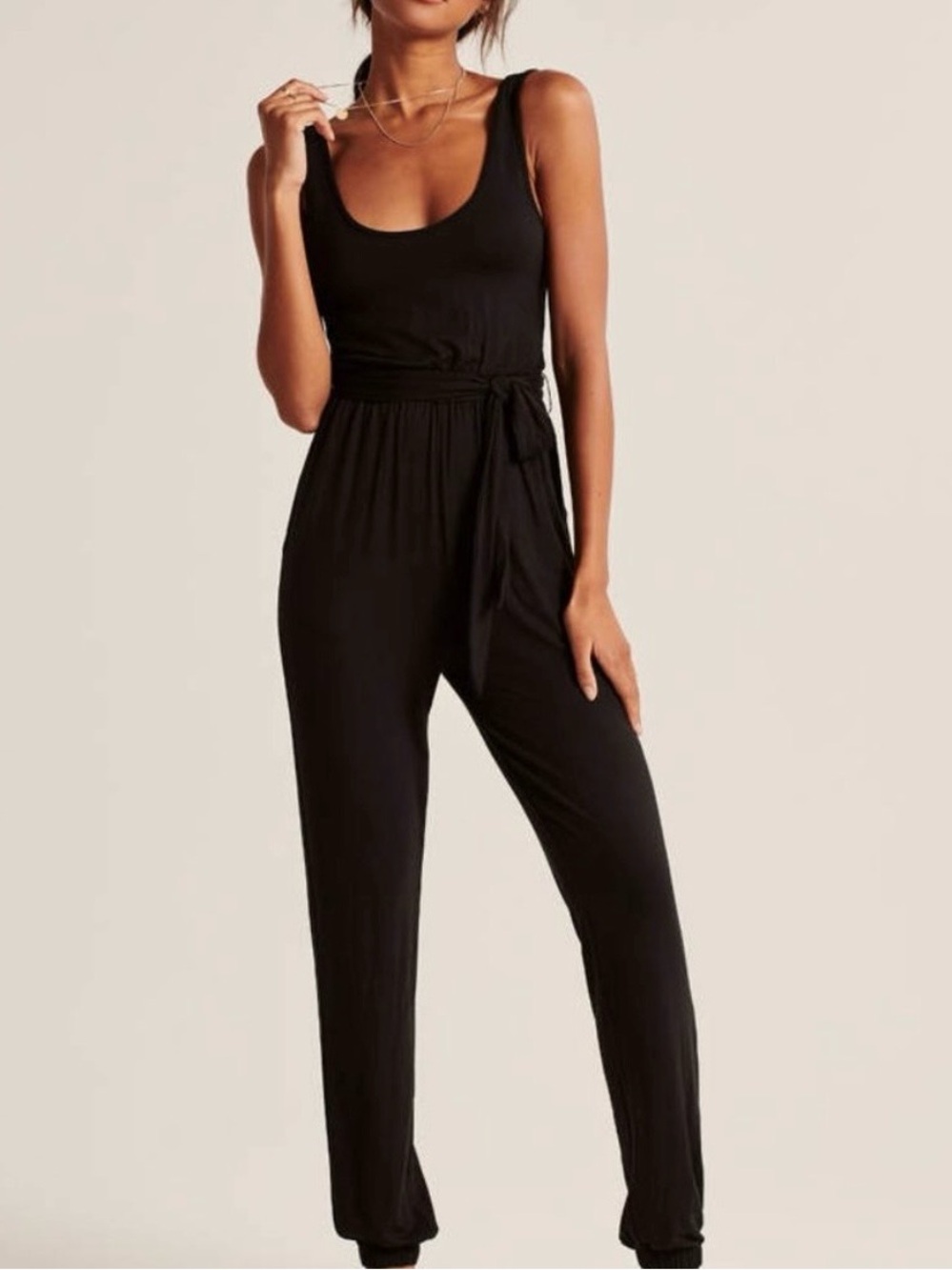 Abercrombie & Fitch Black Jersey Knit Jumpsuit